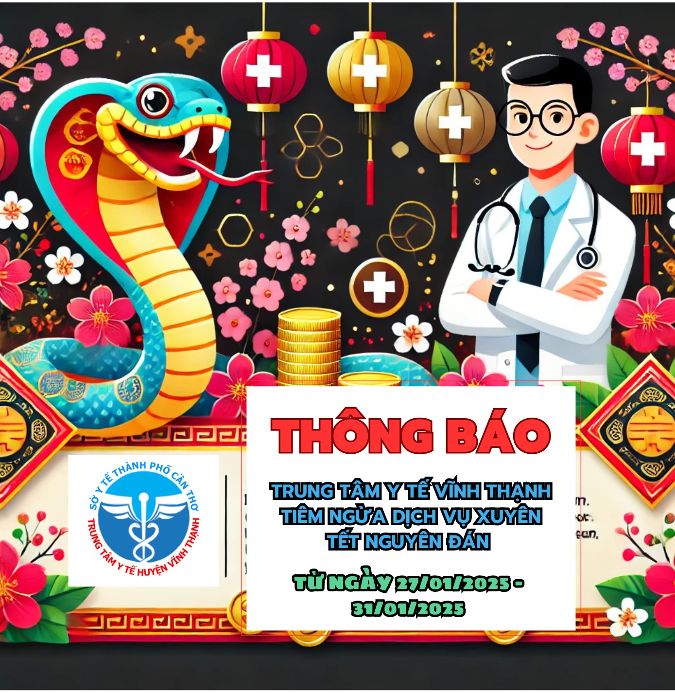 Trung tâm y tế huyện Vĩnh Thạnh vẫn tổ chức Tiêm ngừa dịch vụ ngày tết Nguyên Đán